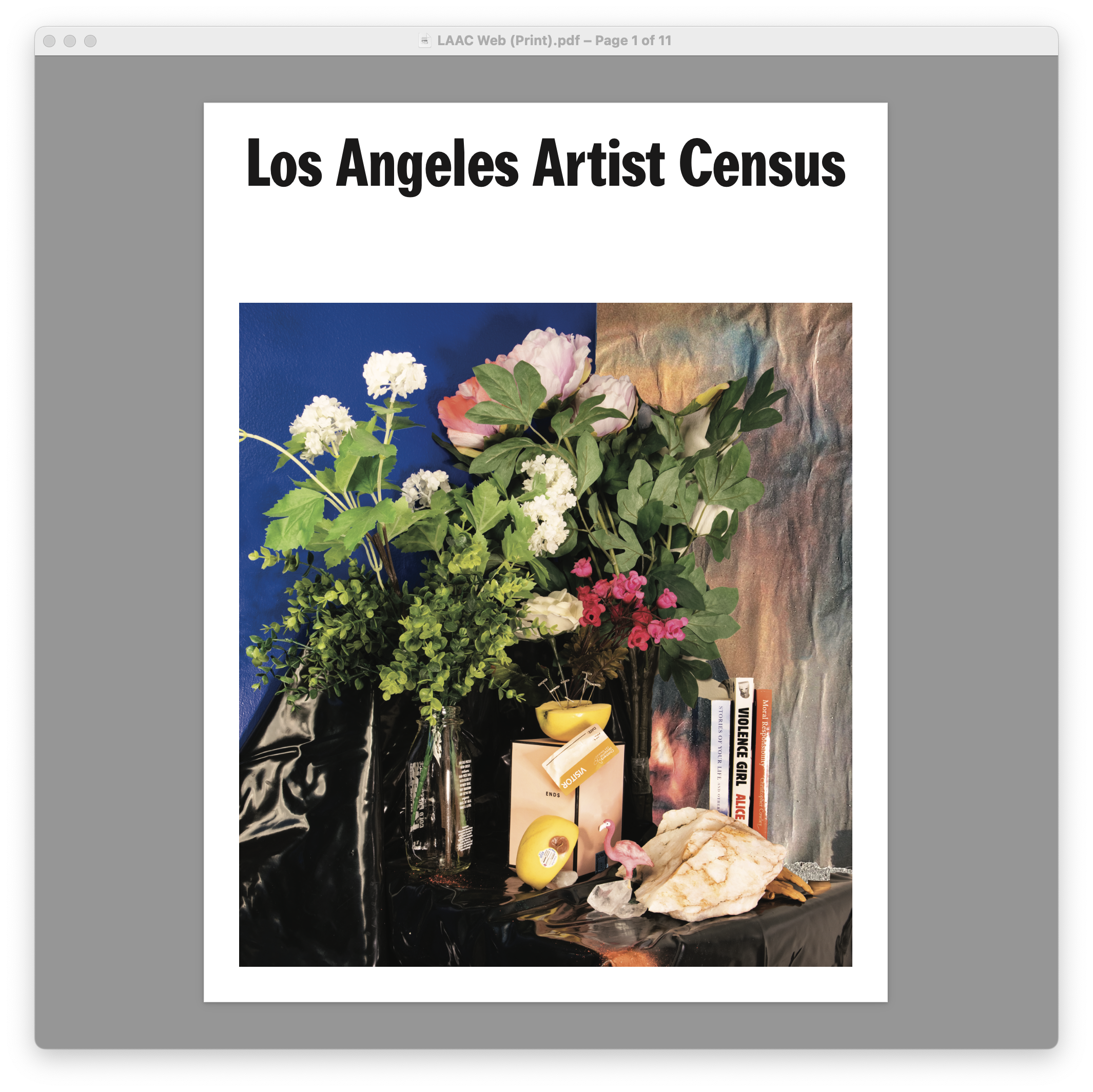Imagen del PDF de la publicación del censo de artistas de Los Ángeles